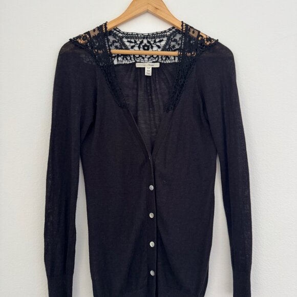 Trinity Black Crochet Lace Cardigan – Vintage Button Down, Size Small - Picture 2 of 8